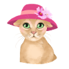 Cat with hat and flower