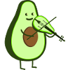 Avocado with violin