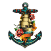 Ancre tatouage bateau rose mer