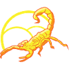 Venomgul scorpion hotar med sitt sting