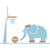 Elephant plays basketball