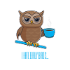 Night owl with coffee