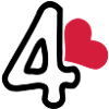 Number 4 & red heart