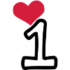 Number 1 & red heart