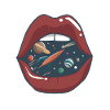 Embrasser la bouche dans l'espace