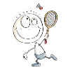 Funny badminton player stick figure
