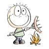 Funny sausage grilling stick figure