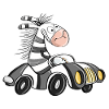 Cooles Zebra Fährt Auto - Comic Rennwagen