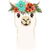 Alpaka mit Blumen