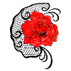 Red flower in net pattern