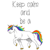 Een regenboog lopende eenhoorn met een gezegde
