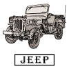 Willys Jeep dessin avec lettrage