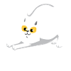 White cat stretching