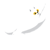 Chubby white cat stretching