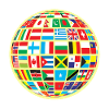 Continenti delle bandiere dei paesi del globo della terra del globo della mappa del mondo