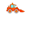Excavatrice orange rouge