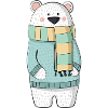 Eisbär mit Schal und Pullover