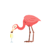 Flamingo drinking sparkling wine