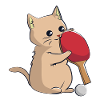 Cat plays table tennis