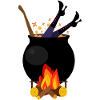 Witch in saucepan - Halloween cooking firewood