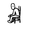 Siddende mand på stolen (Tegning) #BLACK