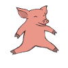 Schwein beim Weitsprung