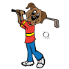 Dog is playing golf