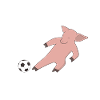 Schwein spielt Fußball