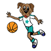 Dog is playing basketball