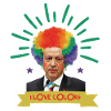 Grinsender Erdogan Clownsfrisur