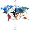 Compass with world map