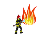 Firefighter in action