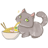 Cat steals Ramen