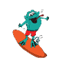 Surfing frog