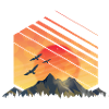 Sunset birds mountains
