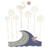 Flamingo at the sea