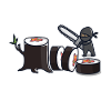 Sushi ninja with chainsaw