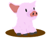 Rosa Schwein Sitzen Linksansicht