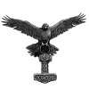 Thor Hammer Mjölnir with Odin Ravens Hugin and Munin