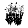 Dancing Skeleton Illustration Black & White