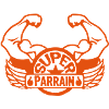 súper logo ala patrocinador muscular del brazo