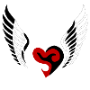 Wings Heart Black White