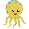 Playful Yellow-blue Floating Octopus