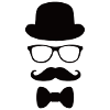 Uomo in incognito con melone e baffi