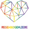 Rainbow love with geometric heart