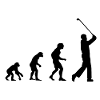 Evolution, Affen zum Golfer, Golf, Abschlag, Mann
