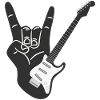 Heavy metal elektrisk guitar med djævel horn tegn