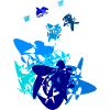 bleu, dessin abstrait en bleu