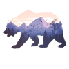 Bear with mountains landscape