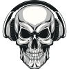 Skull with headphones